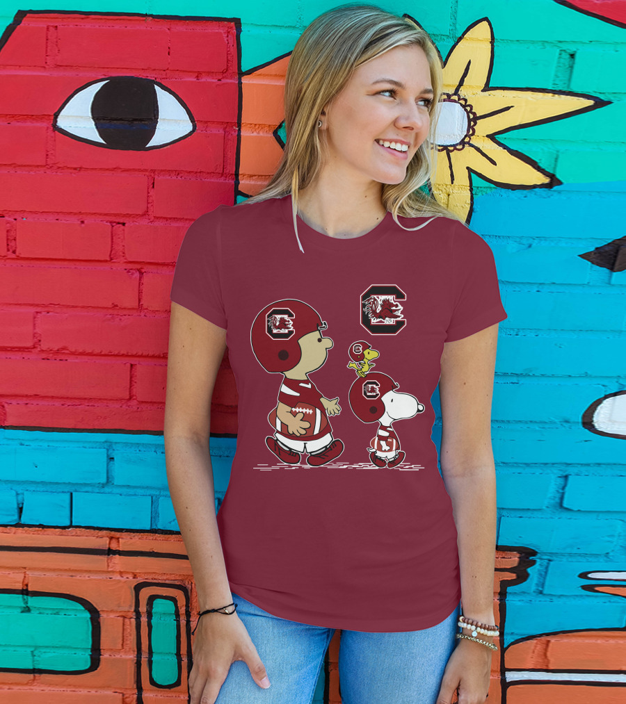 South Carolina Gamecocks Snoopy Football Peanuts Characters T-Shirt