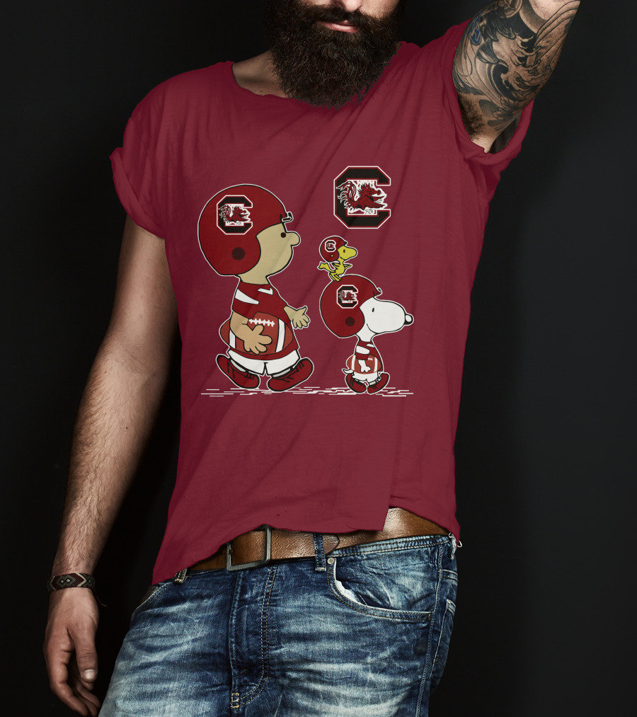 South Carolina Gamecocks Snoopy Football Peanuts Characters T-Shirt