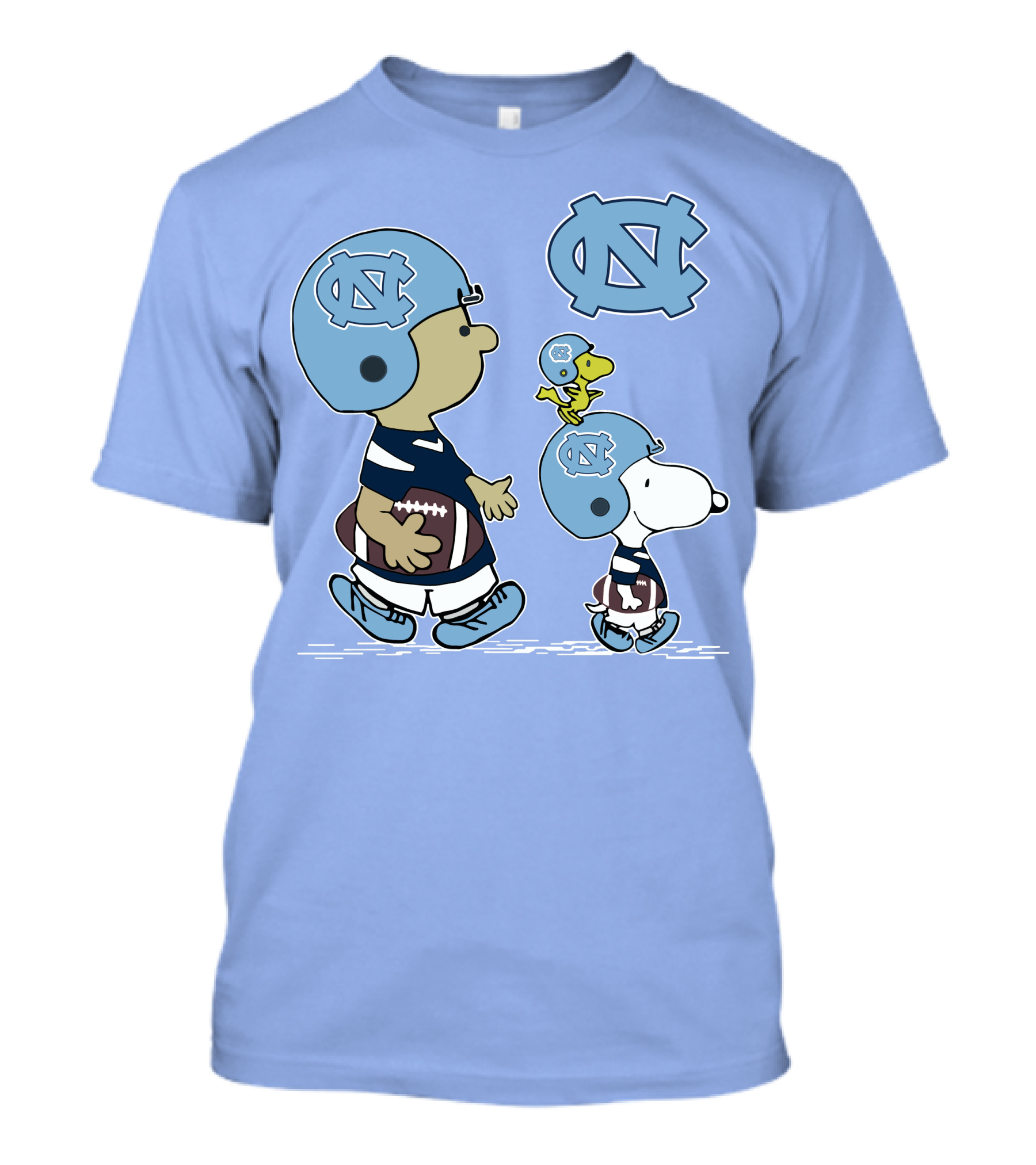 Tar Heels Peanuts Snoopy Woodstock Football UNC T-Shirt