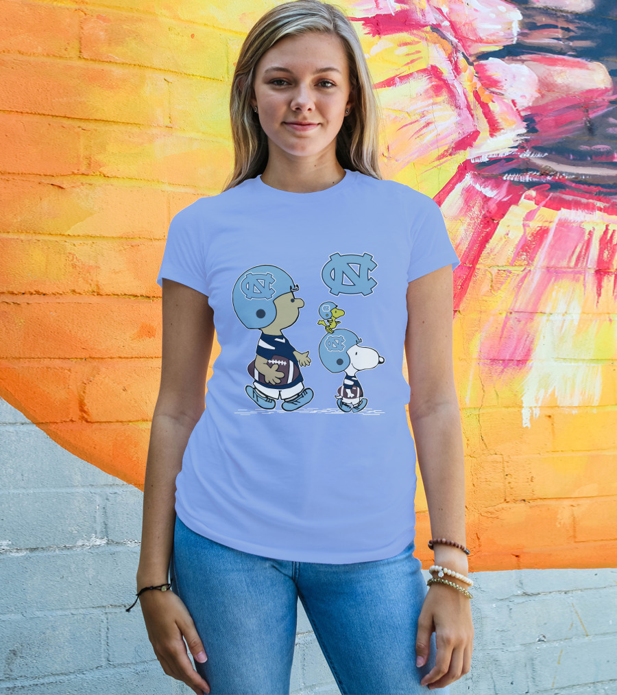 Tar Heels Peanuts Snoopy Woodstock Football UNC T-Shirt