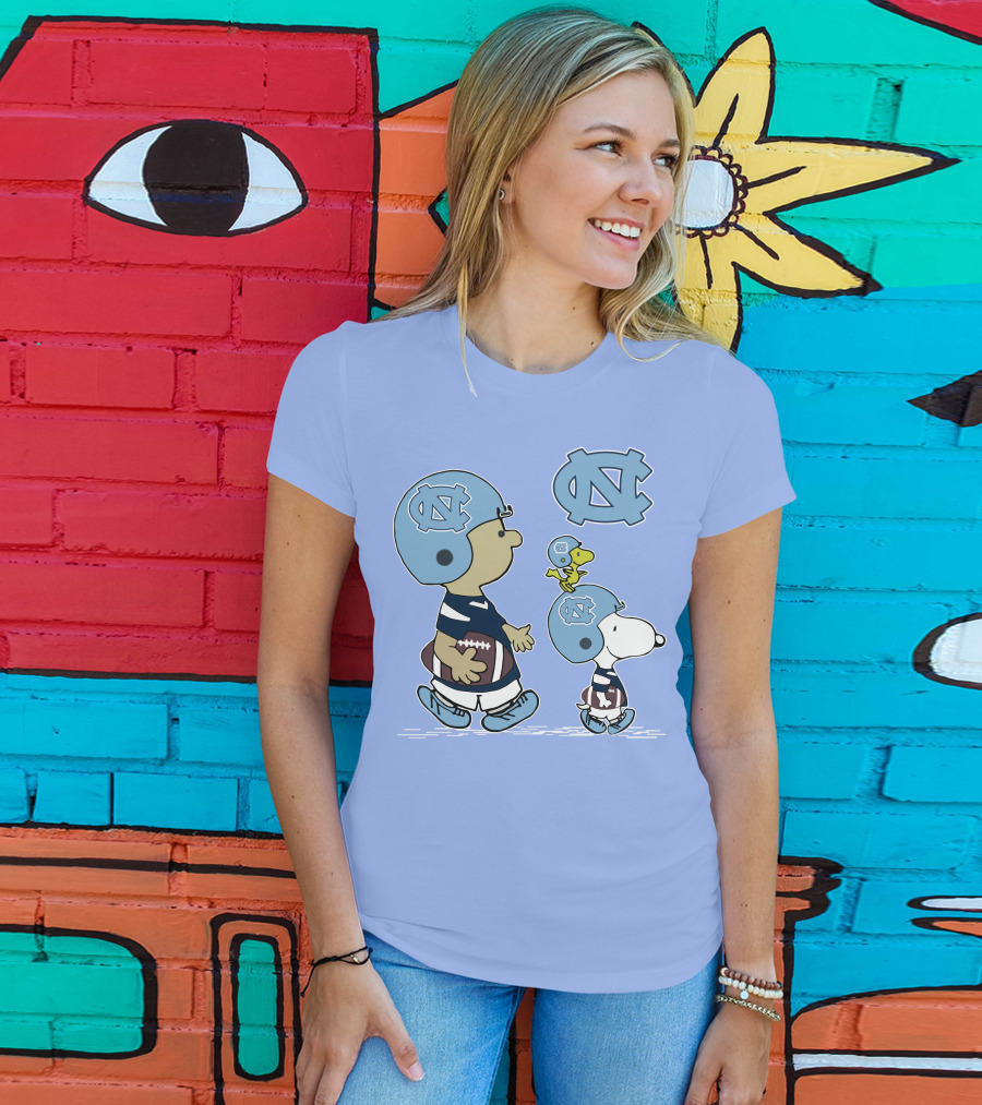 Tar Heels Peanuts Snoopy Woodstock Football UNC T-Shirt