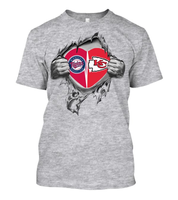 Minnesota Twins Kansas City Chiefs Heart T-Shirt