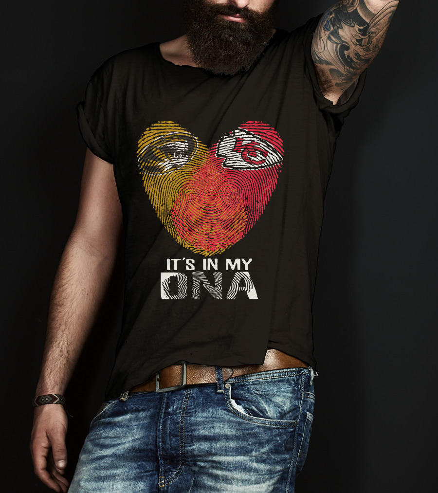 Missouri Tigers And Kansas City Chiefs It's In My DNA Fingerprint Heart T-Shirt