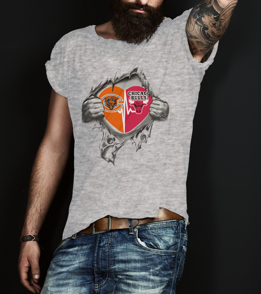 Chicago Bears Bulls Heart T-Shirt