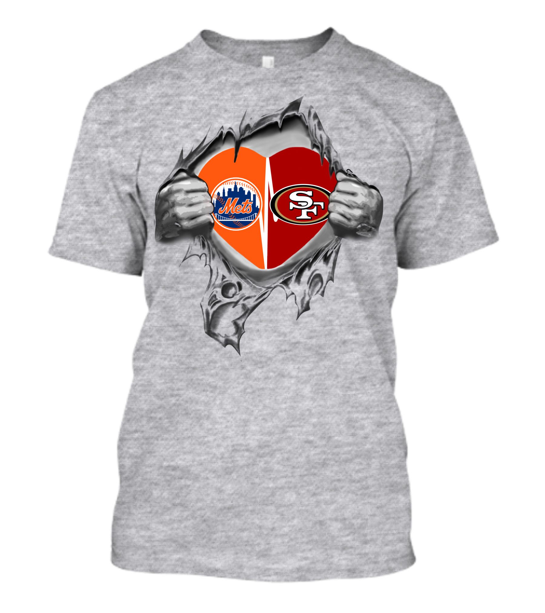 San Francisco 49ers New York Mets Heart Logo Fusion T-Shirt