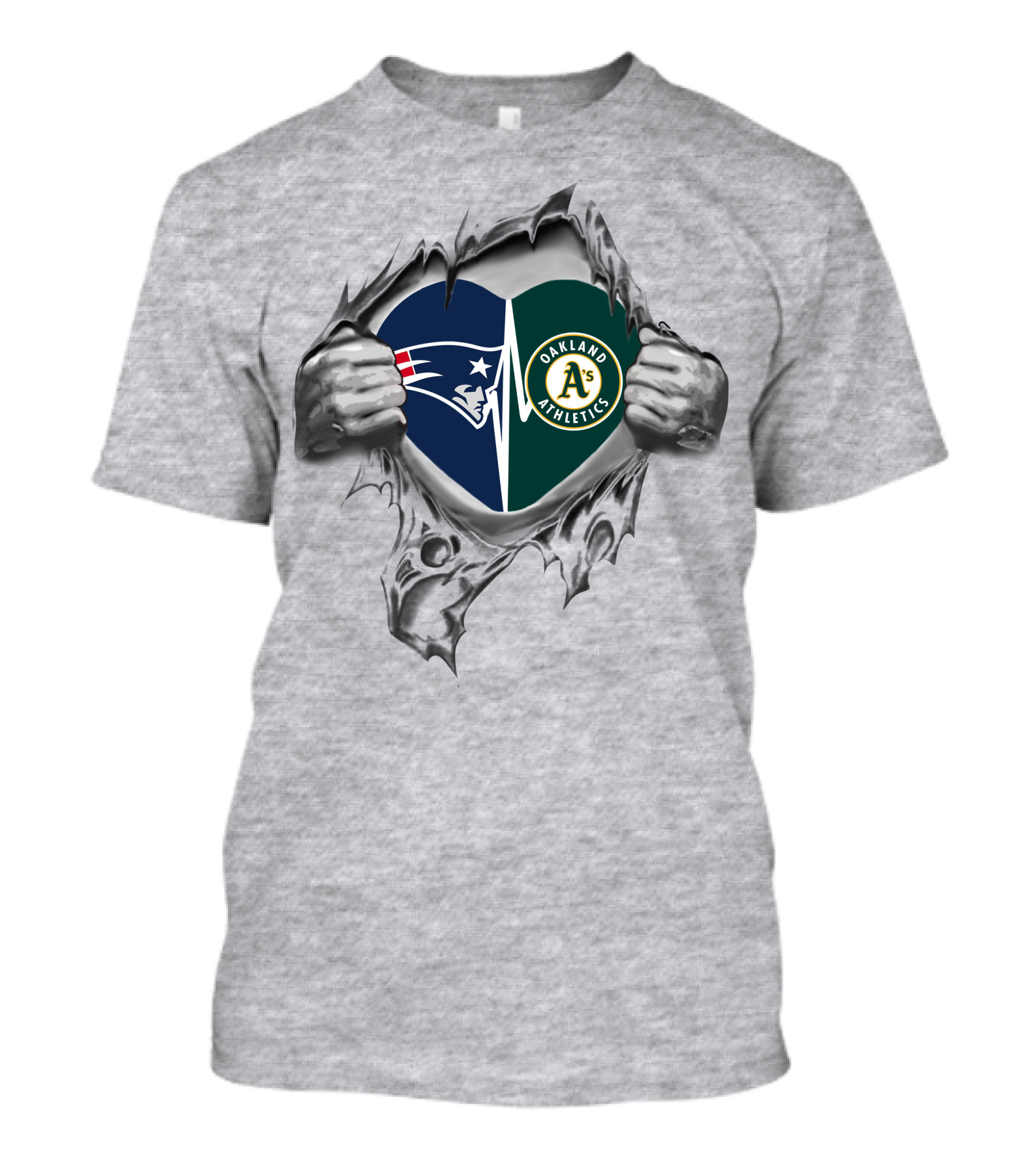 Patriots Oakland Athletics Heart Logo Burst T-Shirt