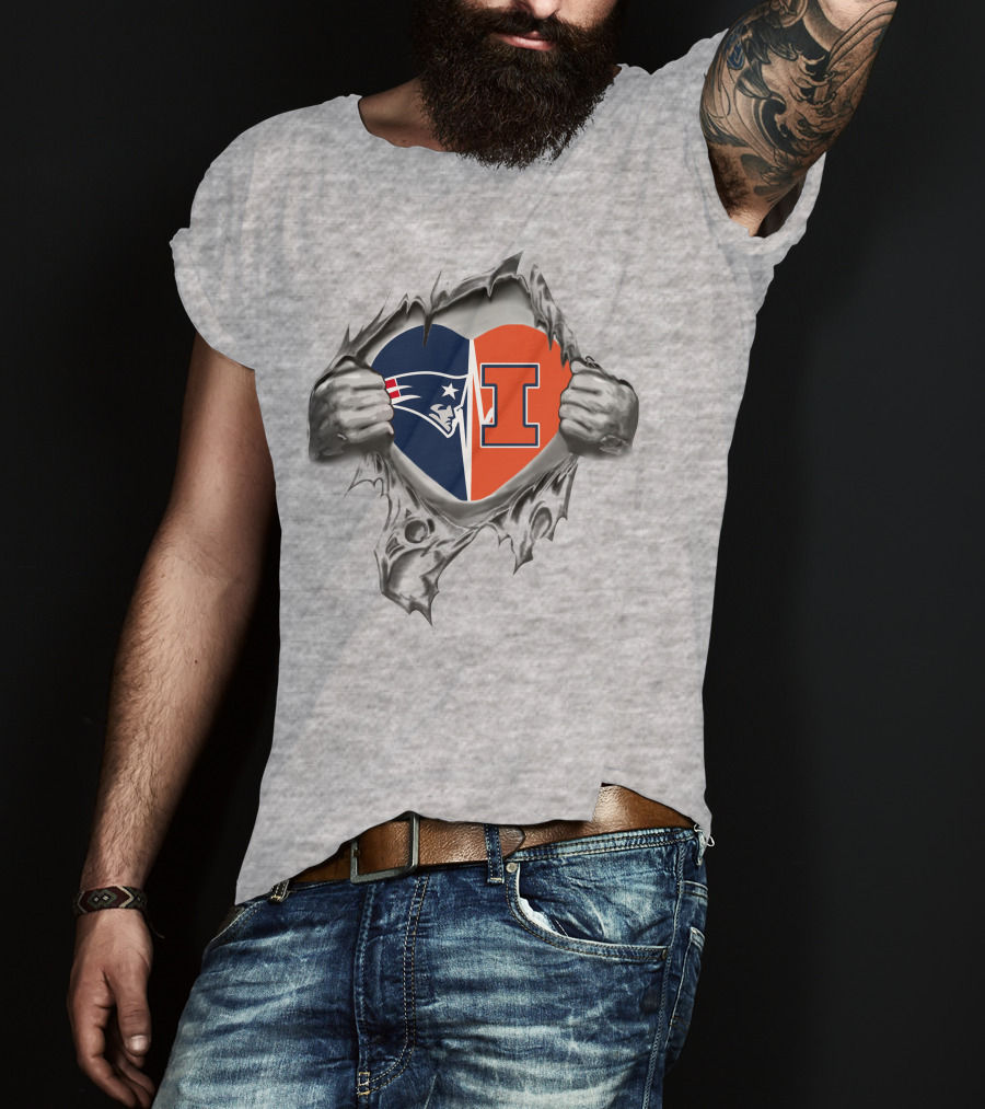 Patriots And Illinois Heart Icon Split T-Shirt