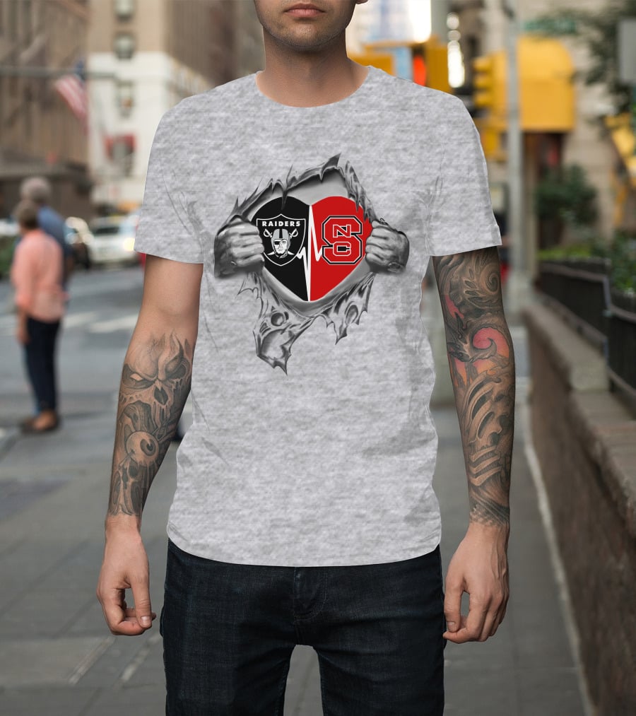 Raiders Nc State Heart Shield T-Shirt