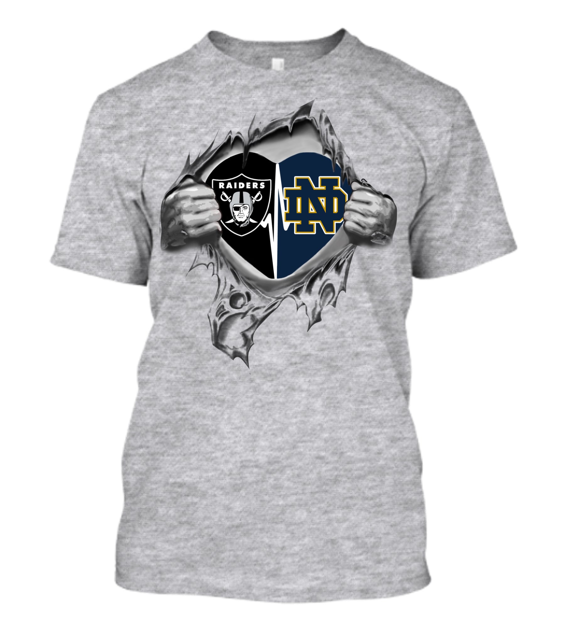 Raiders Notre Dame Loyalty Fusion It's In My Heart T-Shirt