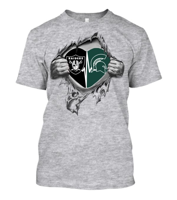 Raiders Spartans Heartbeat Loyalty United By Strength And Devotion T-Shirt