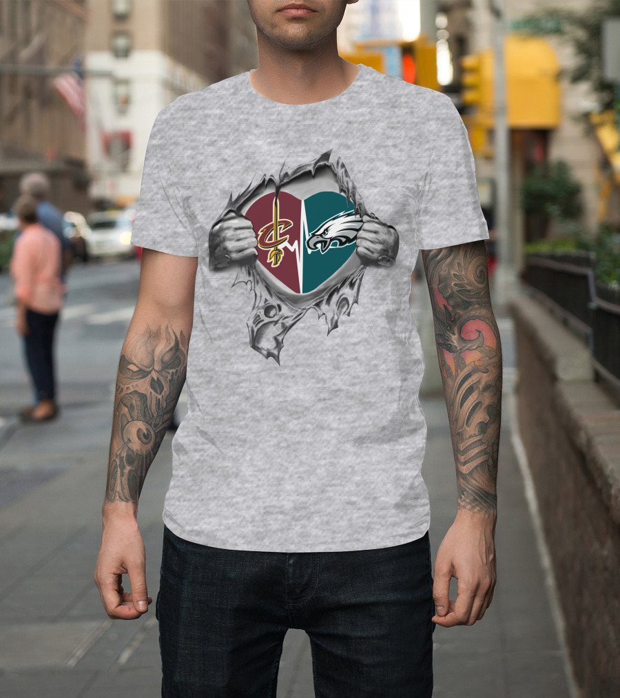 Eagles Cavaliers Heartbeat Split T-Shirt