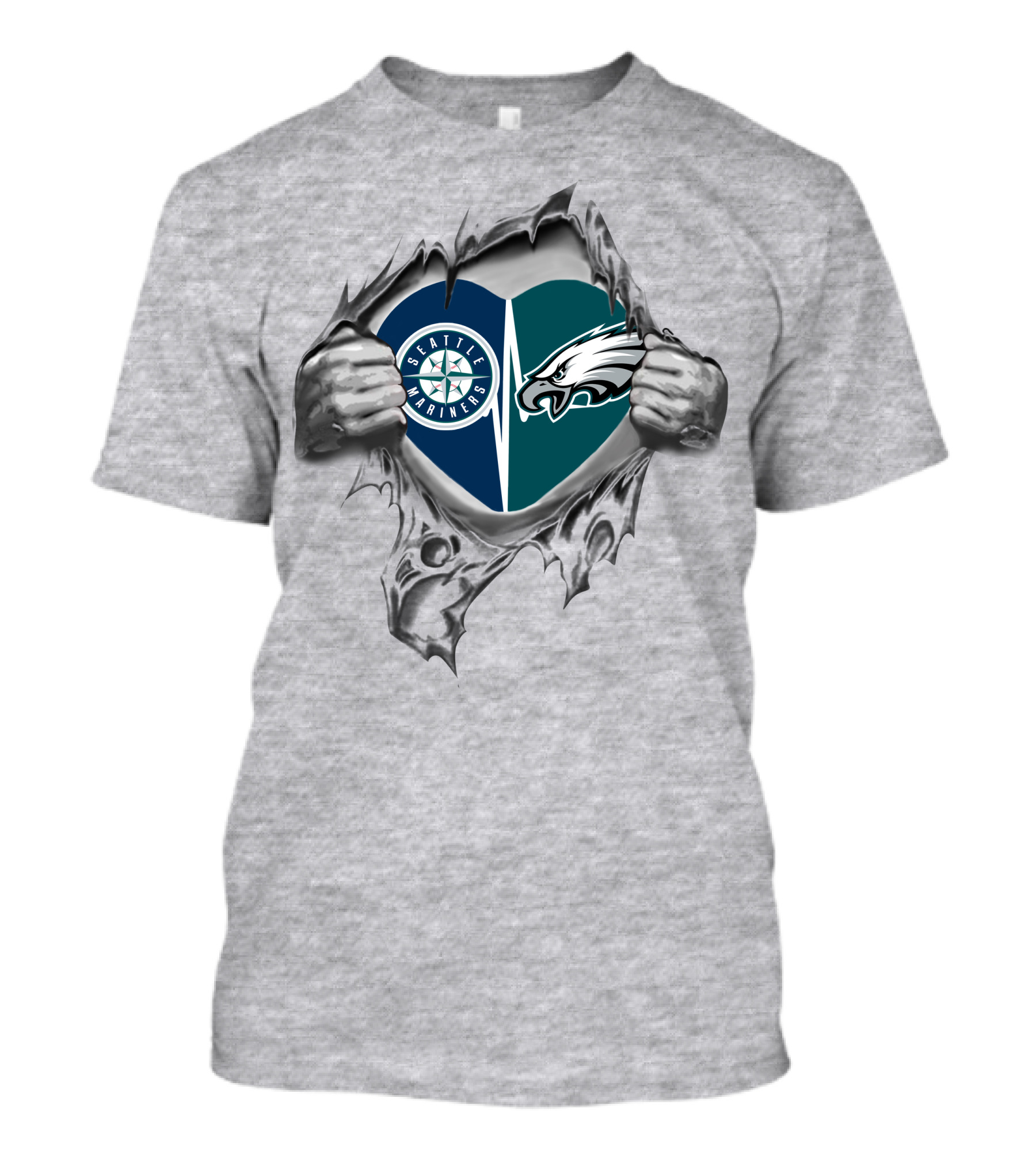 Seattle Mariners Philadelphia Eagles Heart T-Shirt