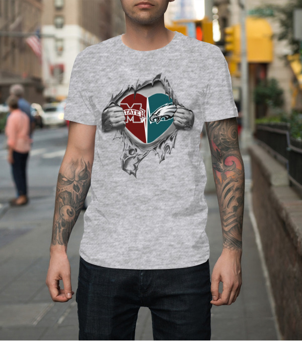 Shirt: Eagles Mississippi State Heart Hands T-Shirt Eagles Mississippi State Heart Hands T-Shirt