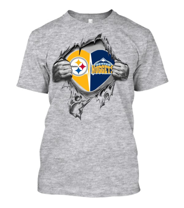 Steelers Denver Nuggets Heart Symbol Connection T-Shirt