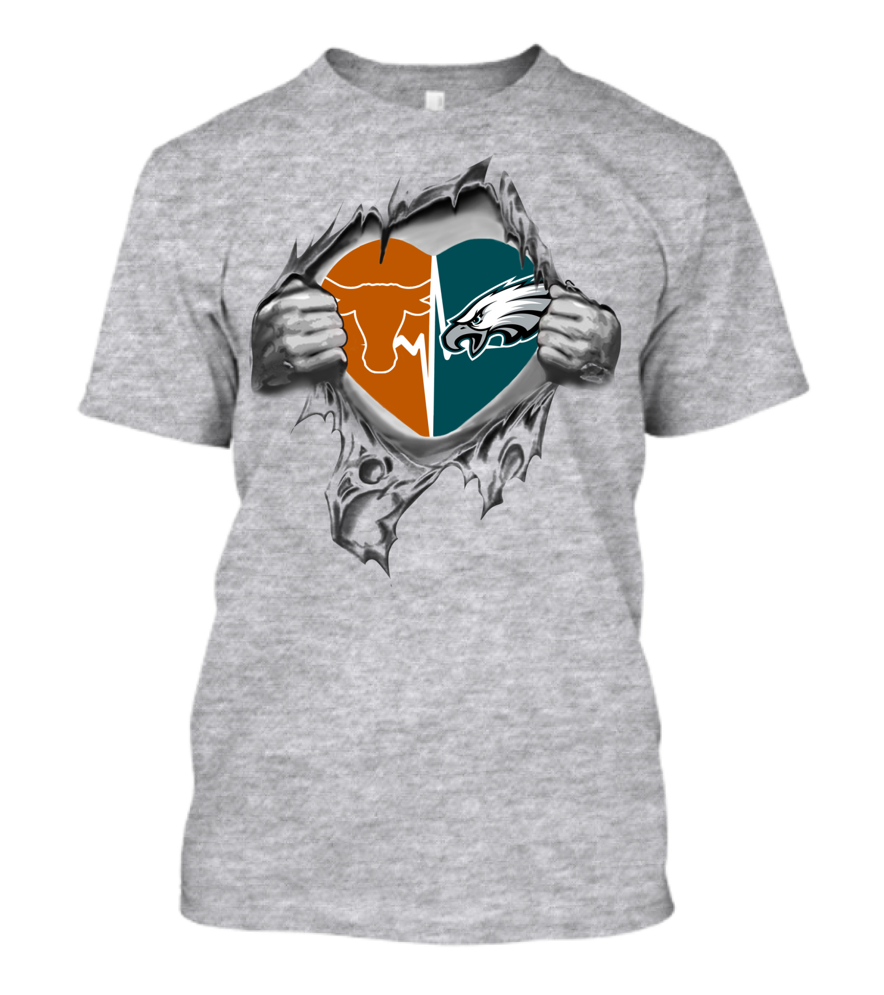 Texas Longhorn Eagles Heart Rip T-Shirt