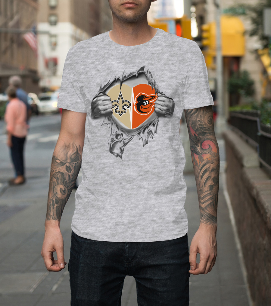 Saints Orioles Heart Symbol T-Shirt