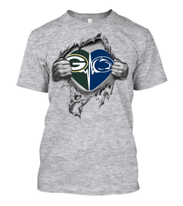 Green Bay Packers Penn State Heart Logo Tear T-Shirt