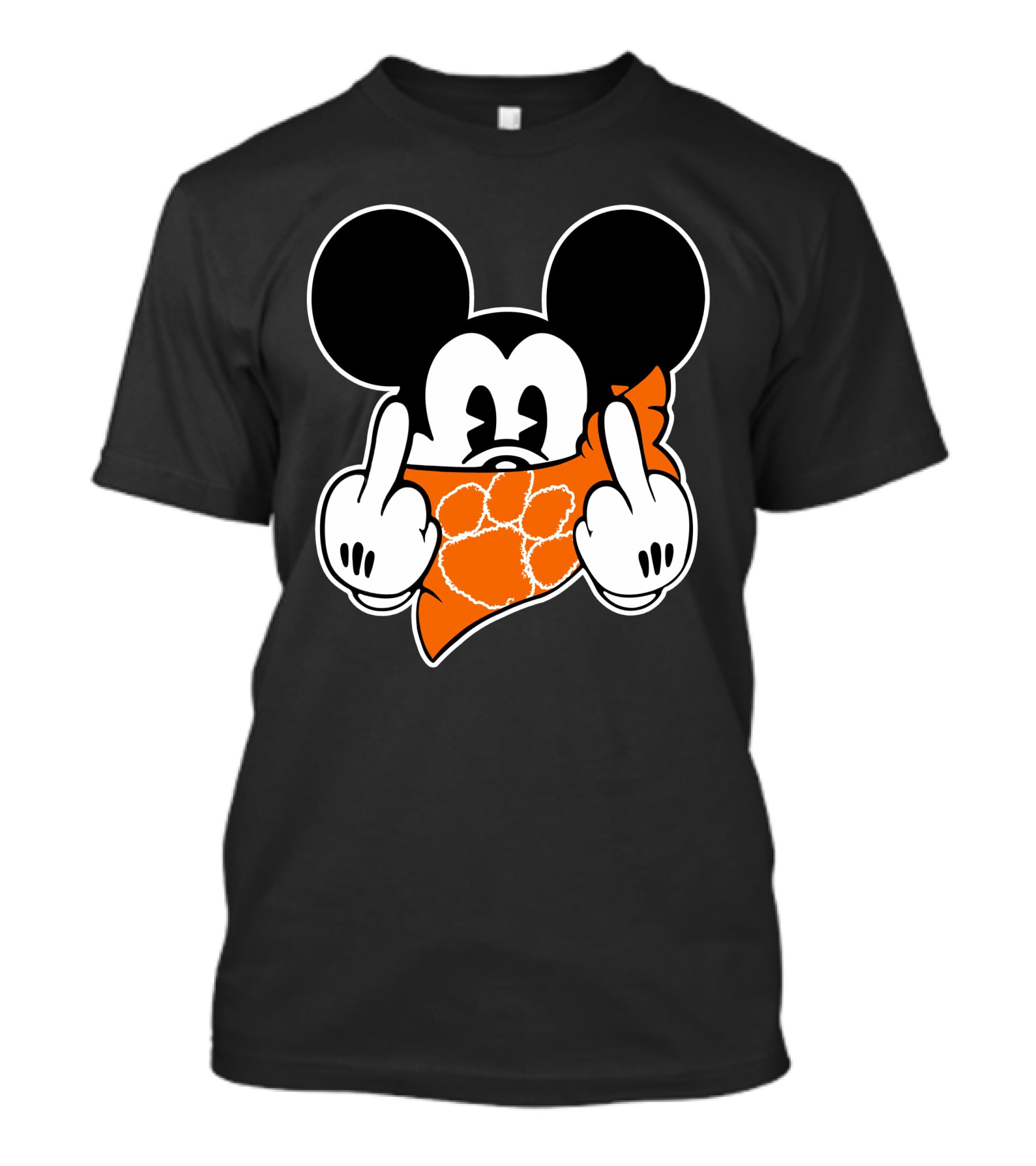 Clemson Tigers Mickey Mouse Face Mask Gesture T-Shirt
