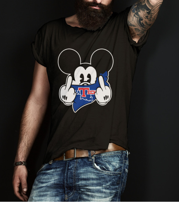 LA Tech Bulldogs Mickey Middle Finger Gesture T-Shirt