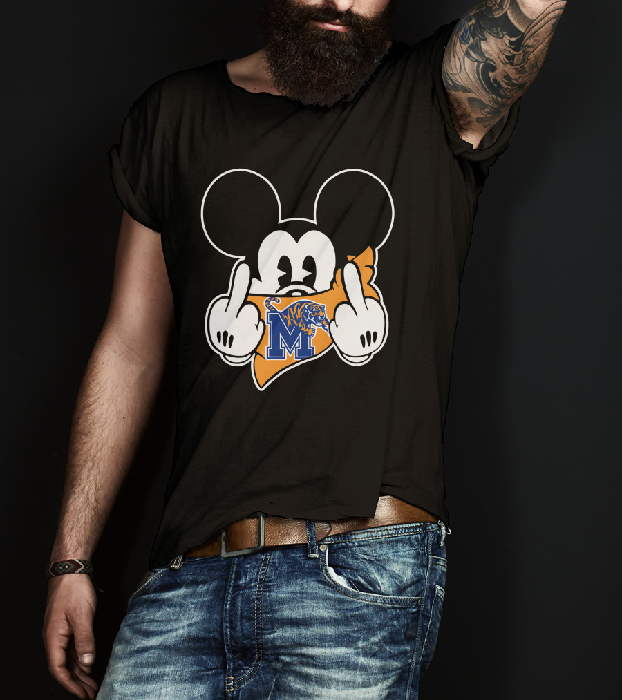 Memphis Tigers Mickey Mouse Logo Bandana Gesture T-Shirt