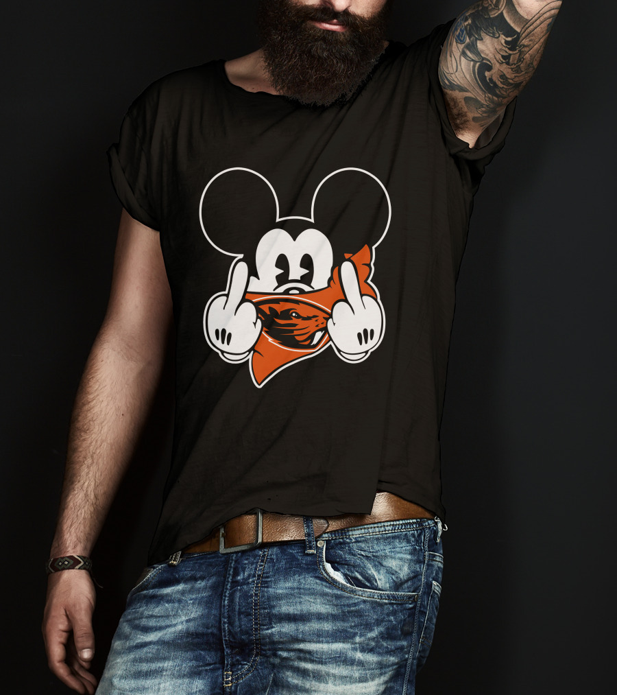 Oregon State Beavers Mickey Middle Finger T-Shirt