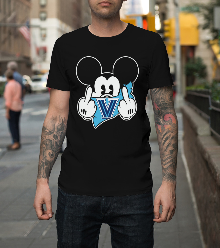 Mickey Villanova Wildcats Logo Middle Finger T-Shirt