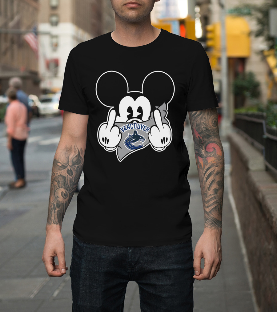 Vancouver Canucks Mickey Mouse Middle Finger T-Shirt