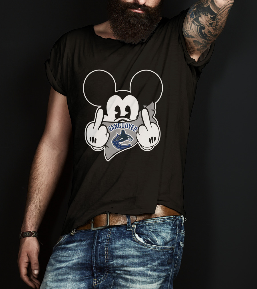 Vancouver Canucks Mickey Mouse Middle Finger T-Shirt