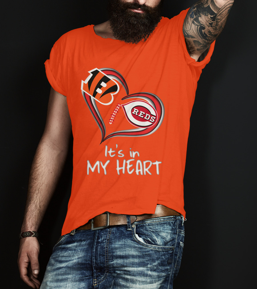 Bengals Reds It's In My Heart T-Shirt