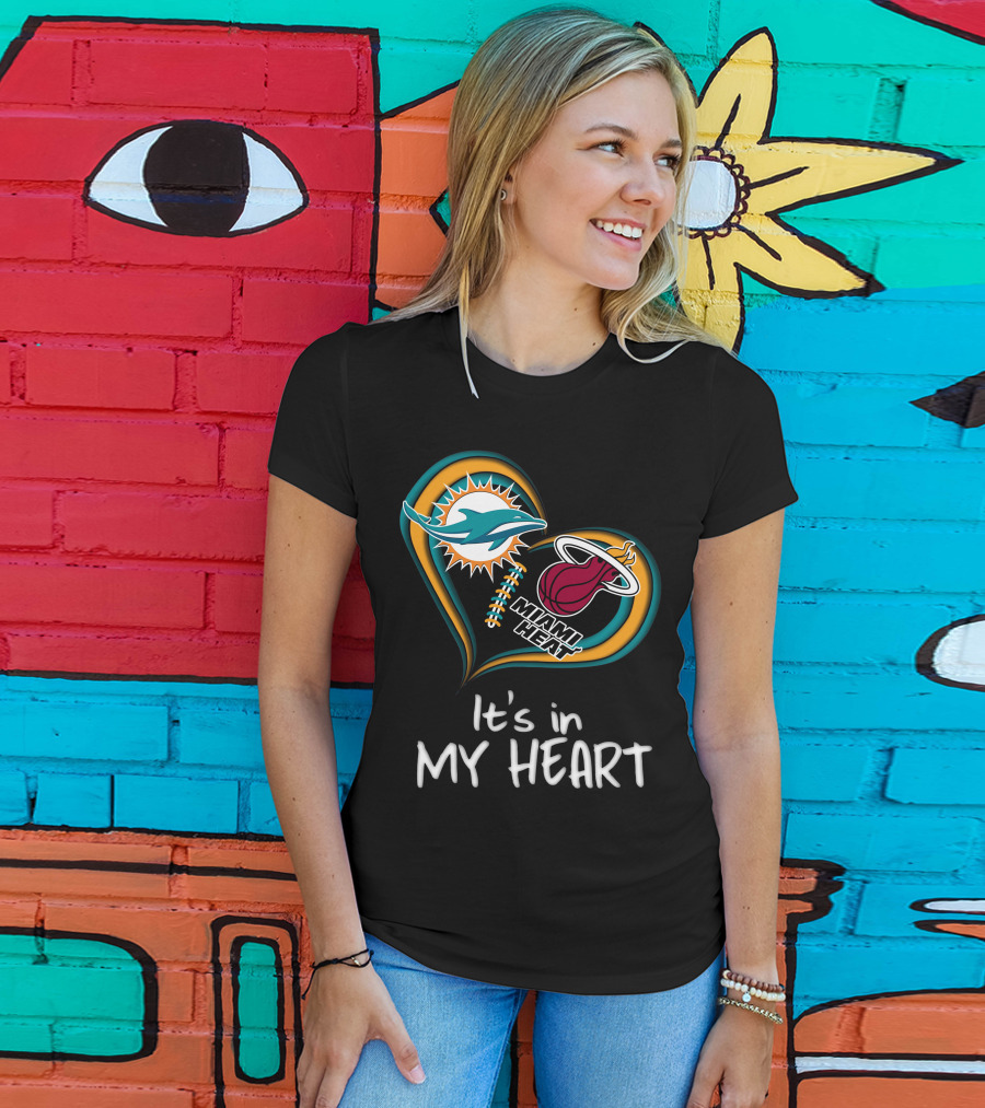 Miami Dolphins And Heat It's In My Heart T-Shirt