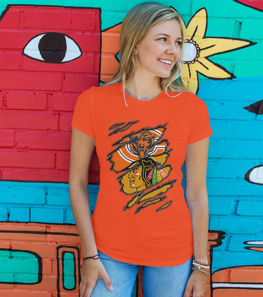 Bears Blackhawks NFL NHL Crossover T-Shirt