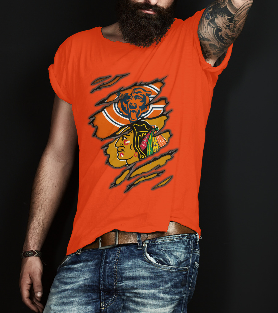 Bears Blackhawks NFL NHL Crossover T-Shirt