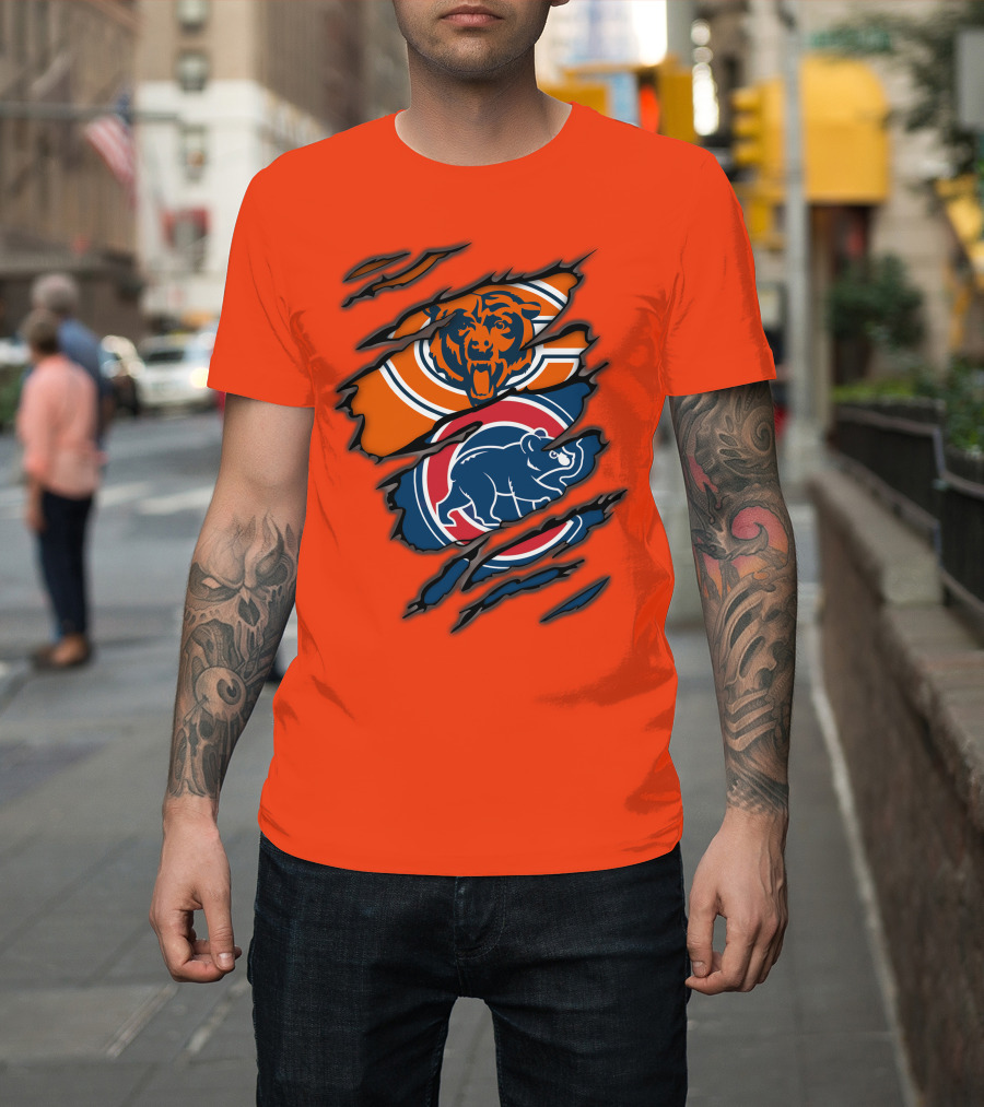 Chicago Bears Cubs Logos Fusion T-Shirt