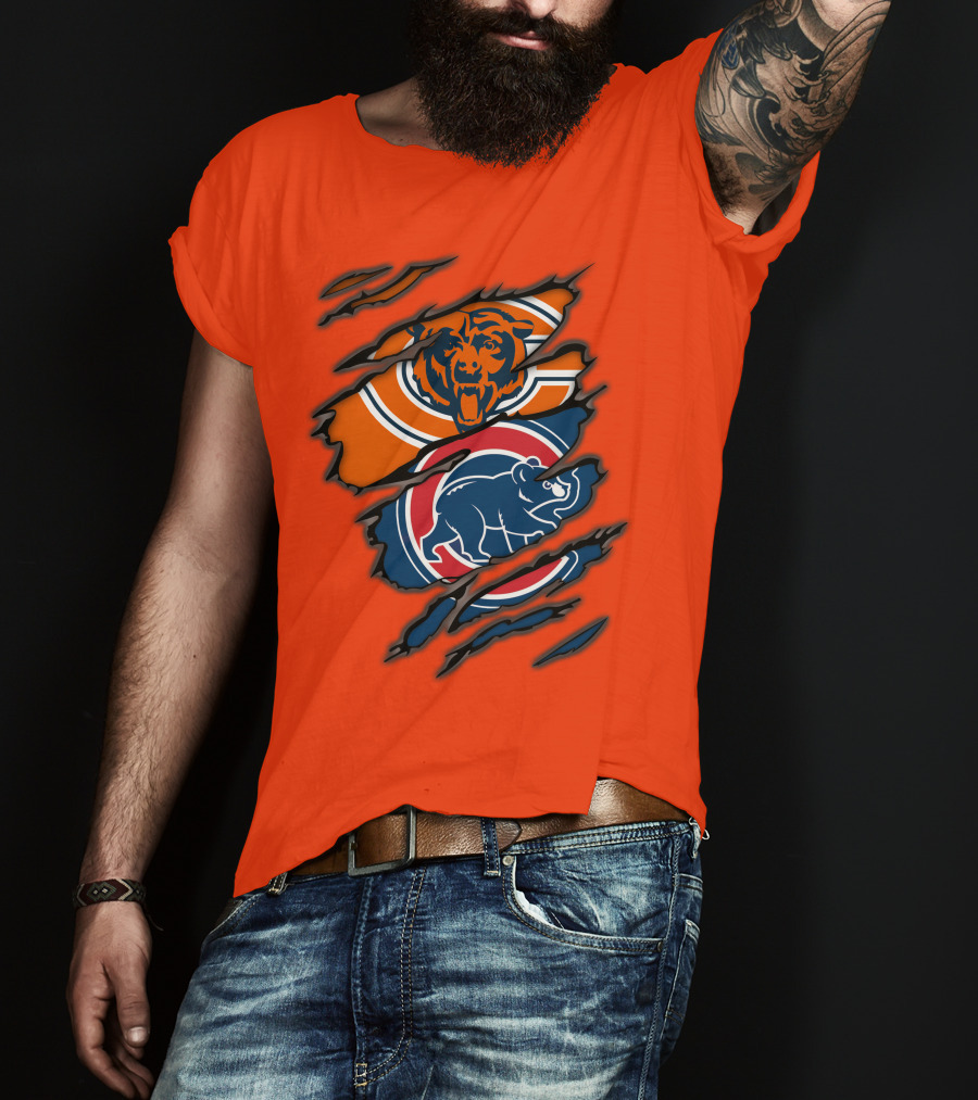 Chicago Bears Cubs Logos Fusion T-Shirt