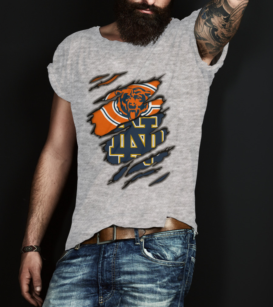 Chicago Bears Notre Dame Fighting Irish Crossover T-Shirt