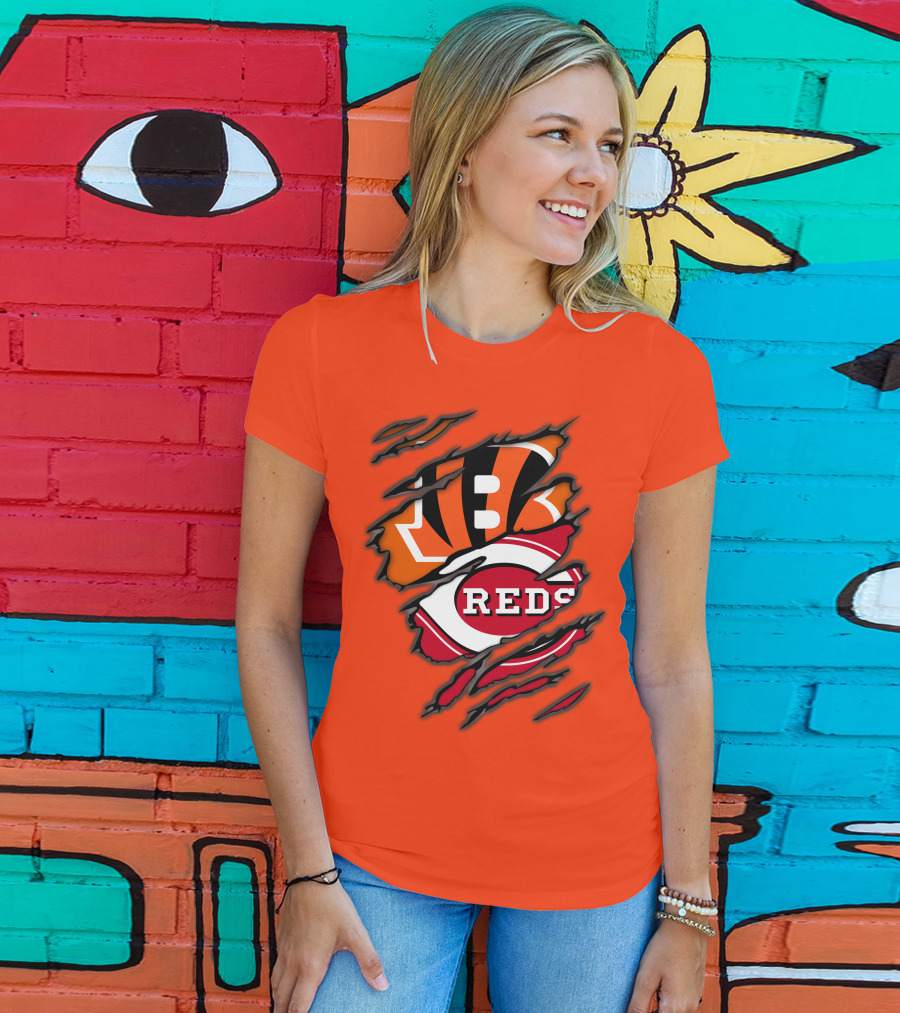 Bengals Reds Cincinnati Sports Claw Marks T-Shirt