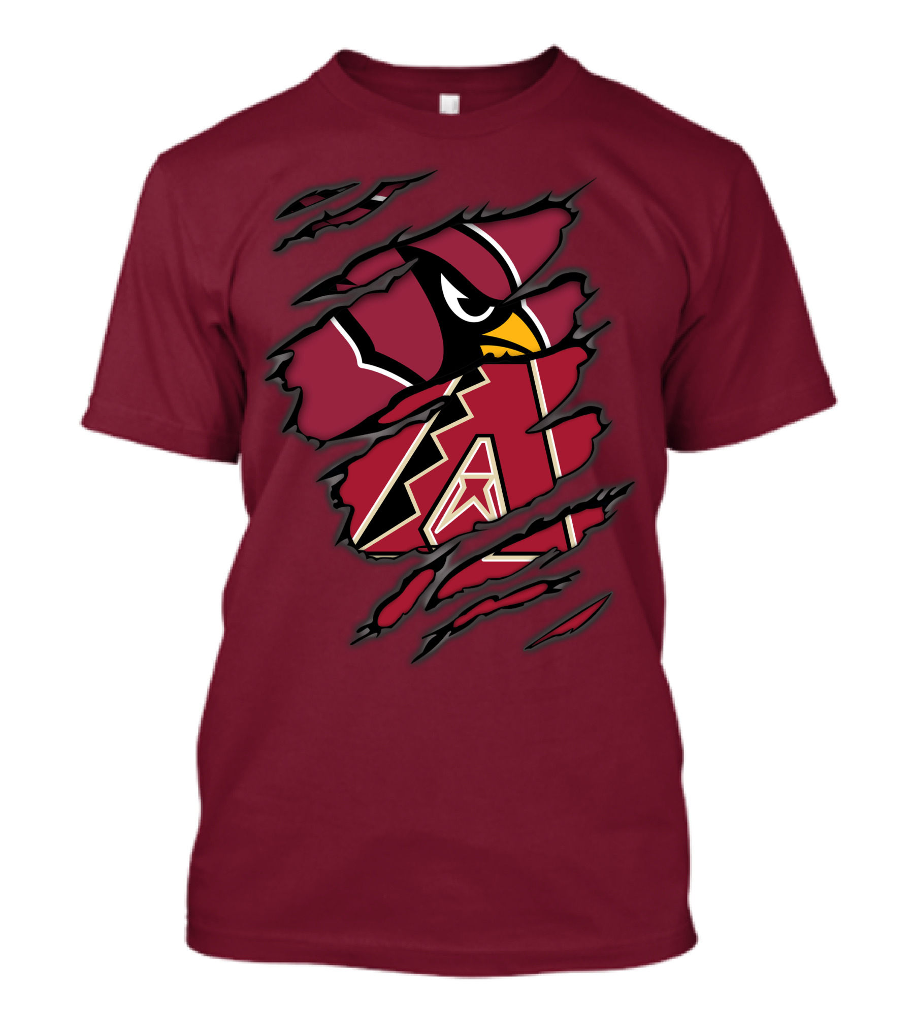 Cardinals And Diamondbacks Union Ripped Claw Marks Logo Fan T-Shirt