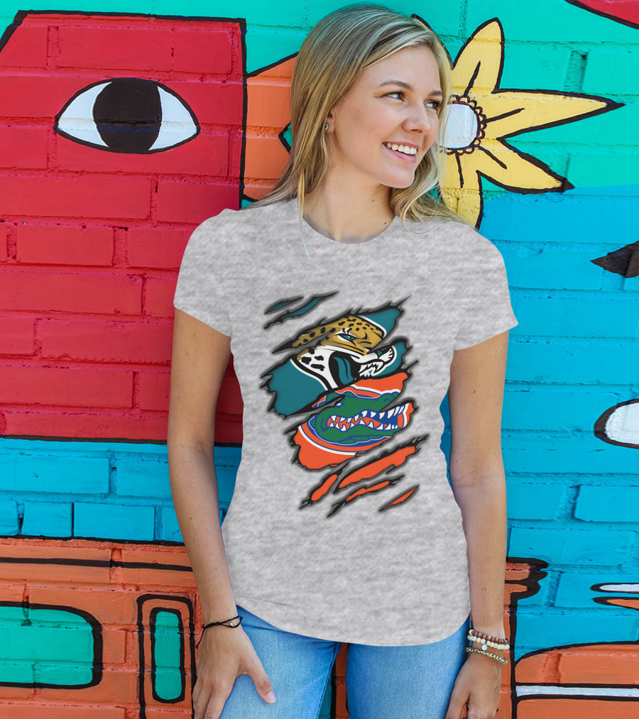 Jacksonville Jaguars Florida Gators Crossover Fan Gear Duo Team Spirit T-Shirt