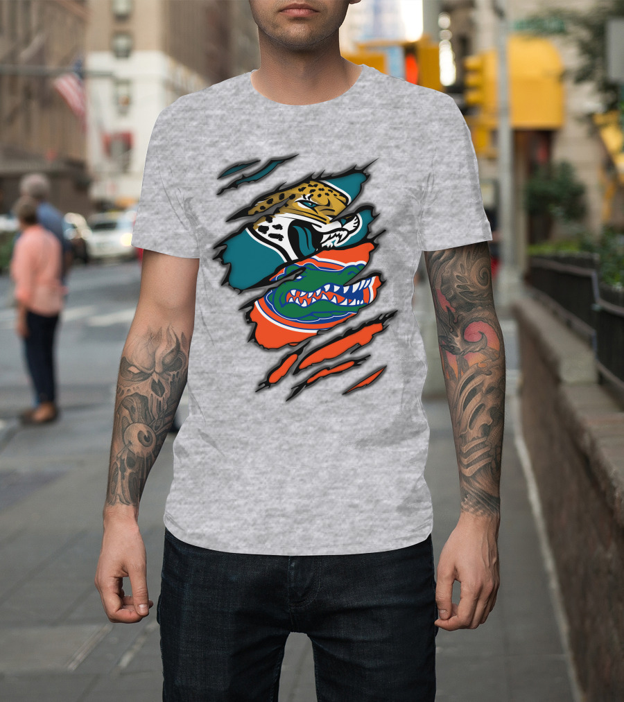 Jacksonville Jaguars Florida Gators Crossover Fan Gear Duo Team Spirit T-Shirt