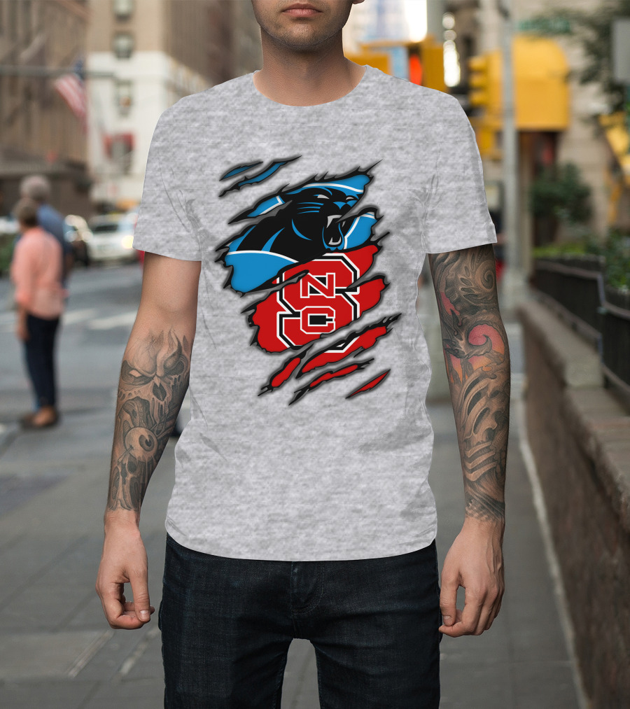 Carolina Panthers Nc State Wolfpack Claw Mark Logo Mashup T-Shirt