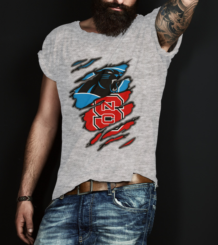 Carolina Panthers Nc State Wolfpack Claw Mark Logo Mashup T-Shirt
