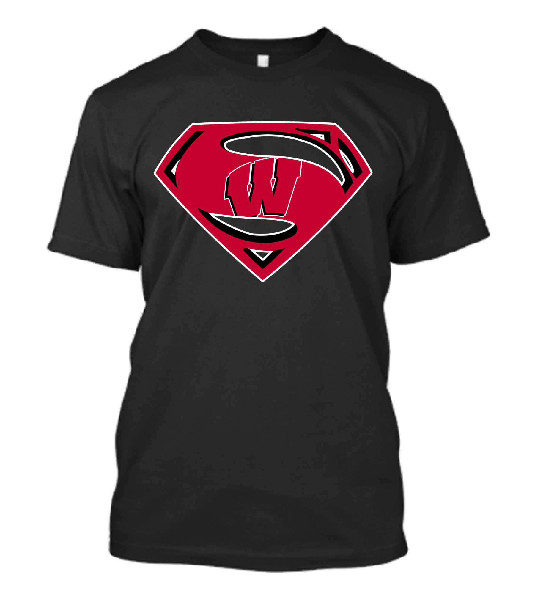 Superman Wisconsin Badgers Logo Emblem T-Shirt