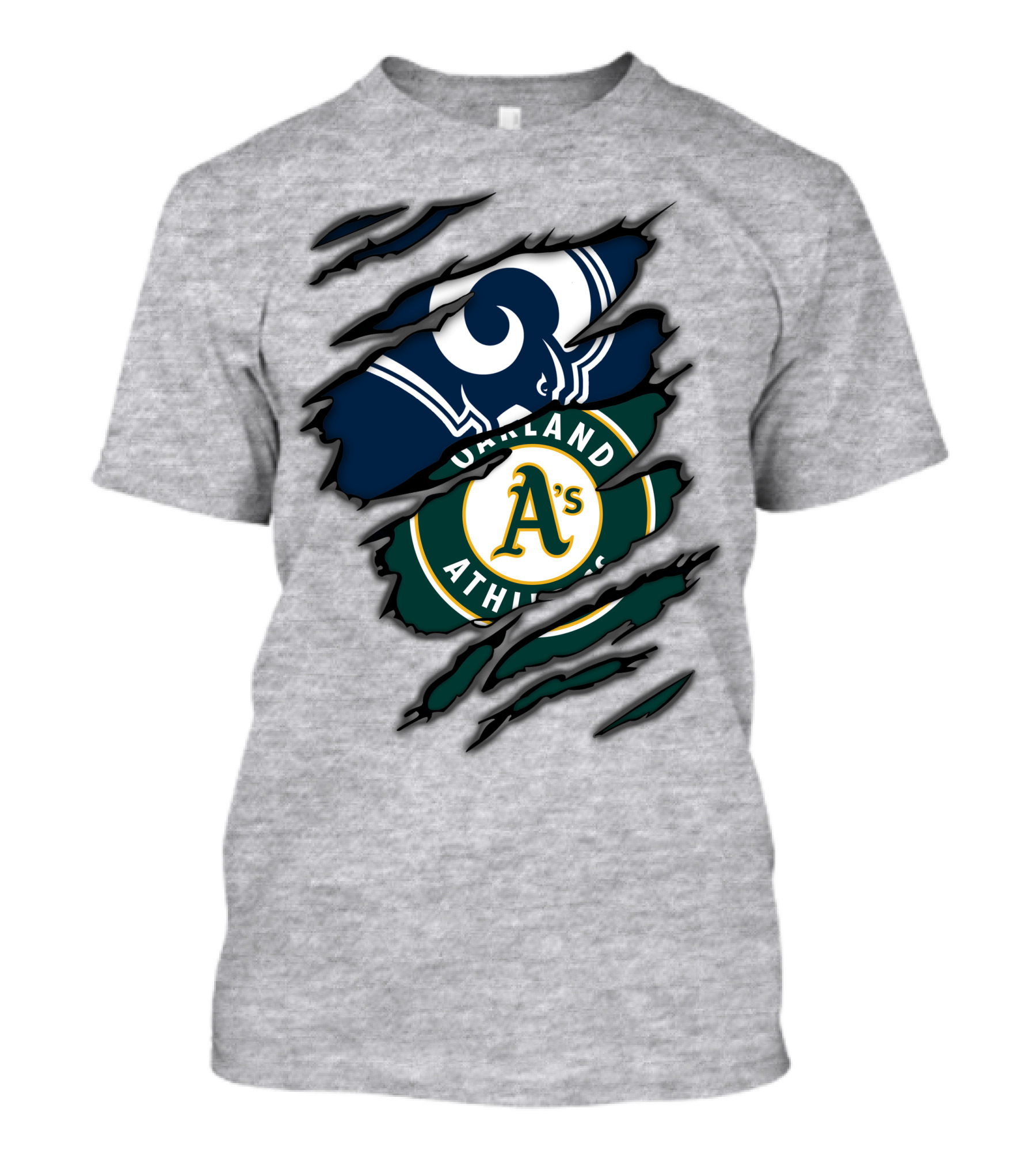 Rams Oakland Athletics Dual Fan Torn Layers T-Shirt