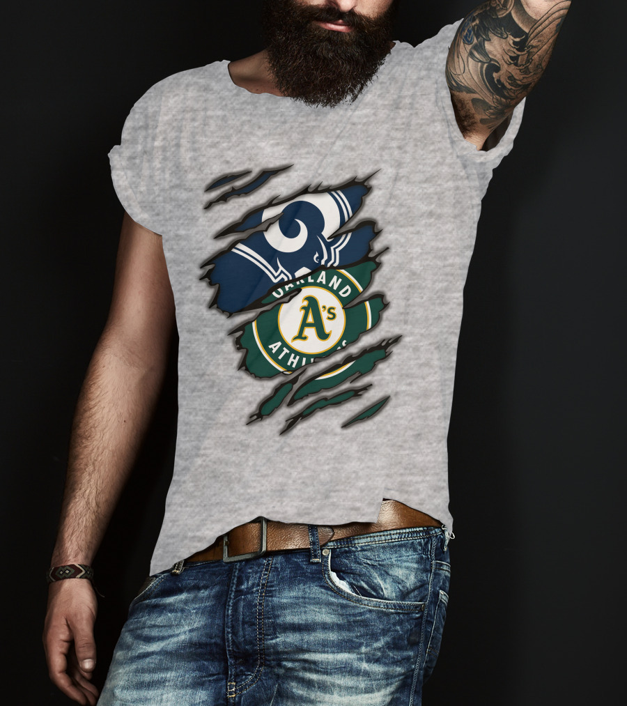 Rams Oakland Athletics Dual Fan Torn Layers T-Shirt