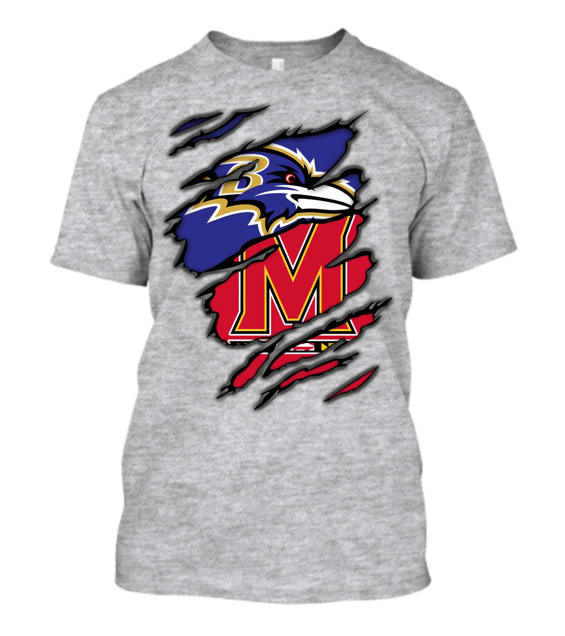 Ravens Maryland Logo With Baltimore And University Of Maryland Elements T-Shirt