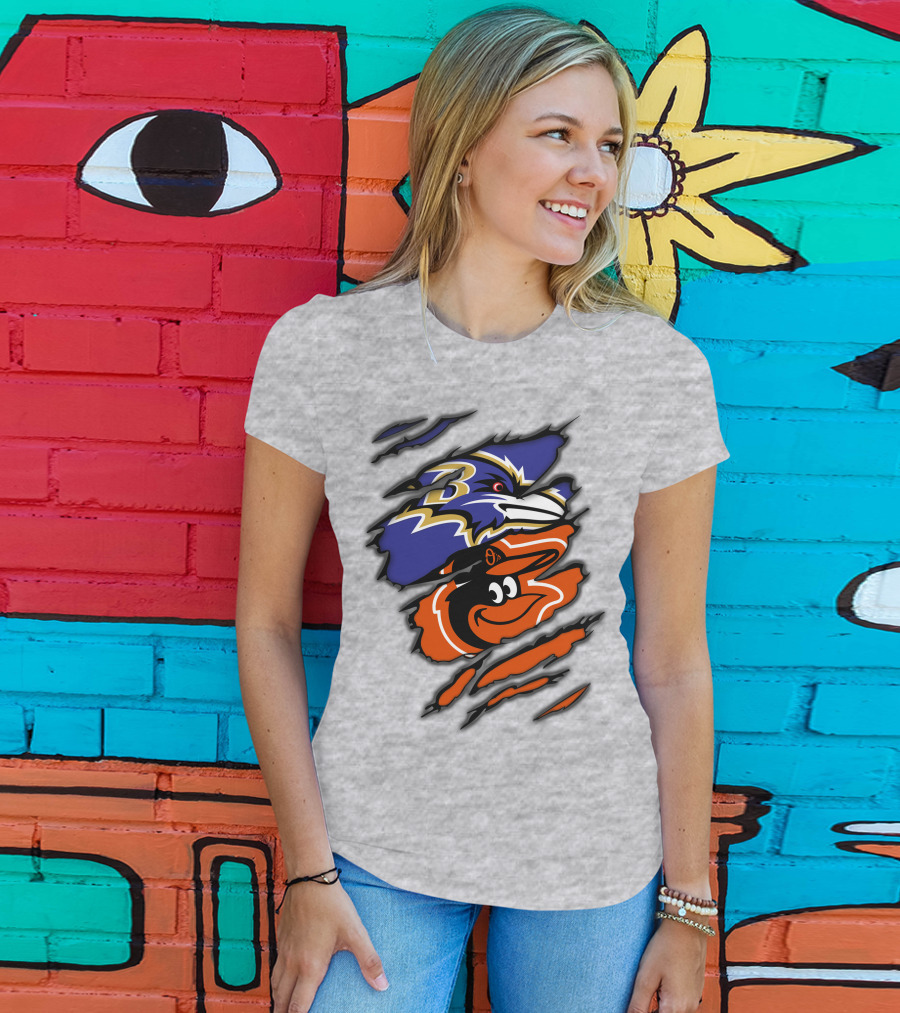 Baltimore Ravens Orioles Logo Mashup T-Shirt