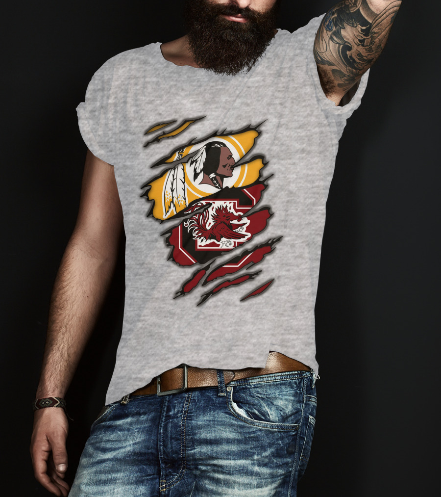 Redskins South Carolina Gamecocks Logo Mashup T-Shirt