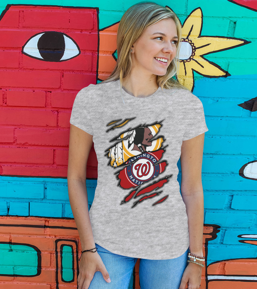 Washington Redskins And Washington Nationals Logo Mashup T-Shirt