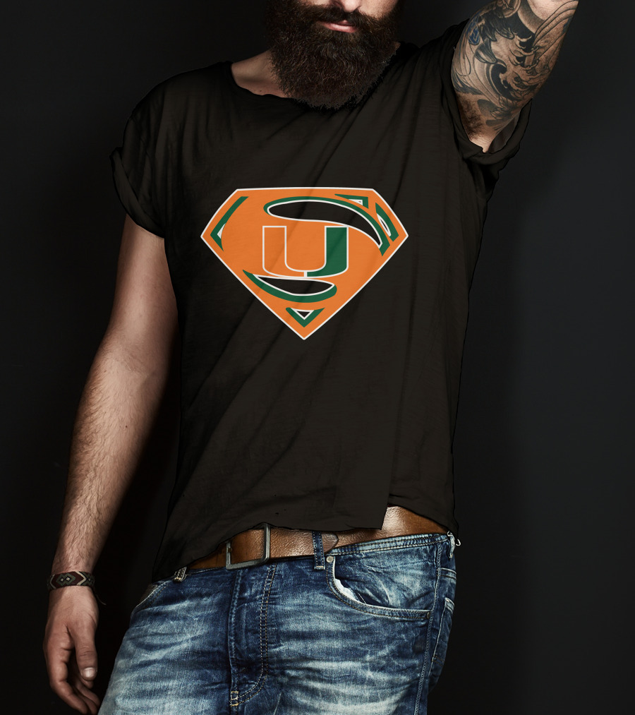 Superman Miami Hurricanes Logo Fusion T-Shirt