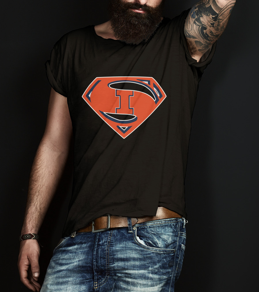 Superman Illinois Fighting Illini Logo Emblem T-Shirt